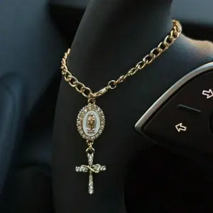 1pc Steering Wheel Decor, 15cm Adjustable Length, Minimalist, Cute, Creative Rosary Bead Car Pendant Accessory, Unique Fashion Car Hanging Decoration