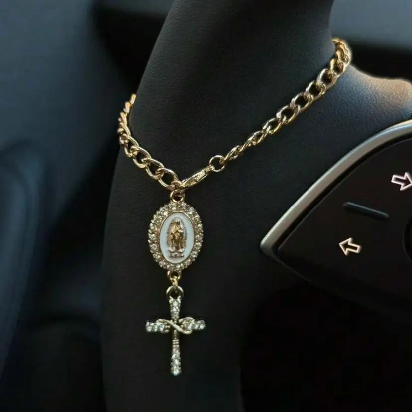 1pc Steering Wheel Decor, 15cm Adjustable Length, Minimalist, Cute, Creative Rosary Bead Car Pendant Accessory, Unique Fashion Car Hanging Decoration, Car Interior Ornaments