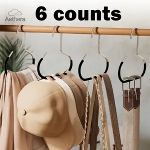 Aethera 6Pcs Hat Organizer TikTok Viral Durable Stainless Steel Hangers with Reinforced Edges Space-Saving Closet Organizer for Caps Hats Storage Sturdy Long-Lasting Home Wardrobe Accessories