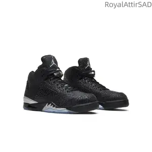 Black silver retro anti-slip and wear-resistant retro basketball shoes for men