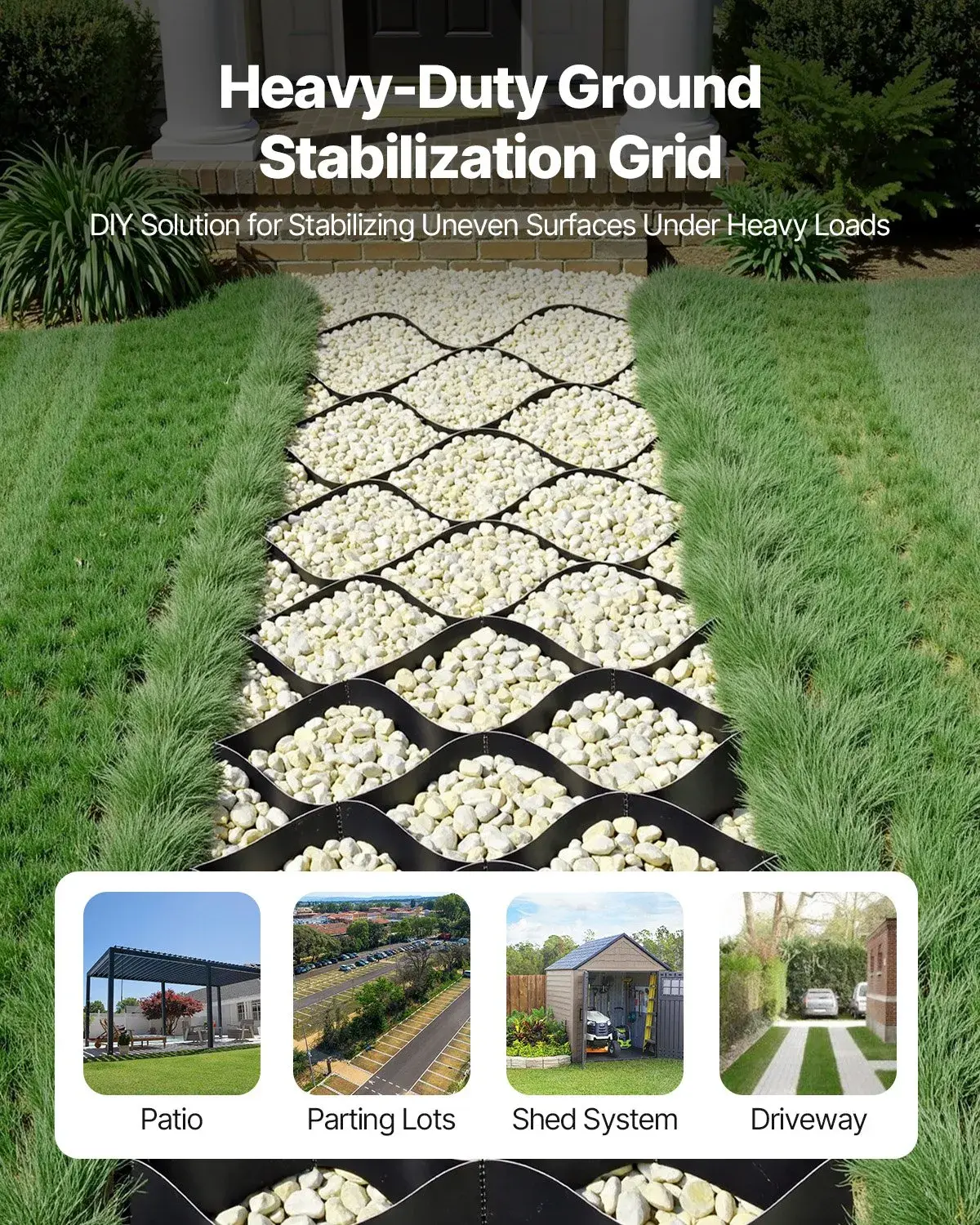 VEVOR Gravel Grid, 2 Inch Depth, 26.87 x 3.94 FT / 8200 x 1200 mm, 1880 ...