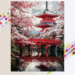 Sakura Pattern DIY Diamond Arts Colorful Painting Kit, 1 Set 5D Handmade Art Crafts without Frame for Beginners, Wall Art Decor for Home, Handicraft