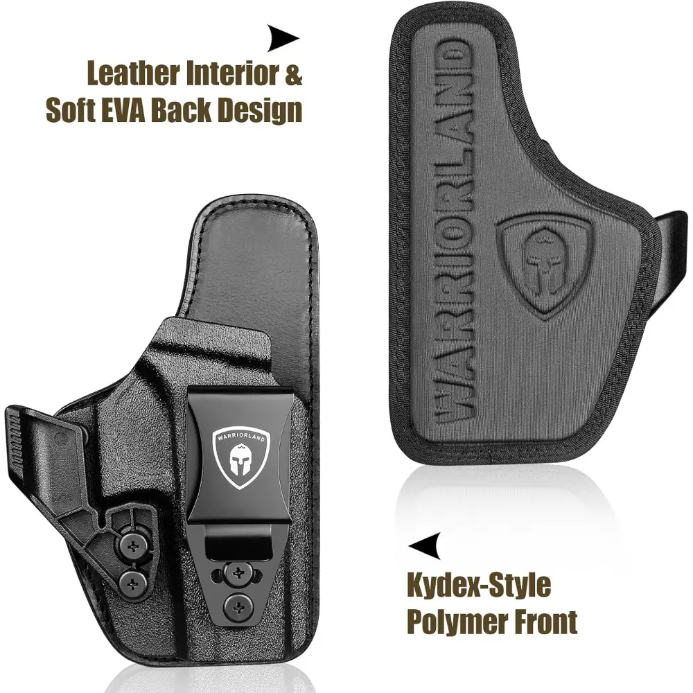 TSG IWB Hybrid Polymer Front & Leather Back Concealed Carry Black Holster with Claw & Optic Cut, Steel Clip Fits: Glock G17/G19