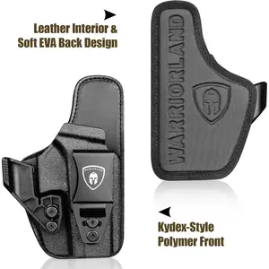 TSG IWB Hybrid Polymer Front & Leather Back Concealed Carry Black Holster with Claw & Optic Cut, Steel Clip Fits: Glock G17/G19