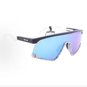 Pre-owned Brand new Oakley Rimless Shield Sports Sunglasses with Blue Purple Mirror Lens & Speckled Trim