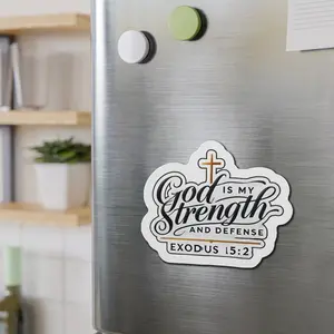 Exodus 15:2 Die-Cut Magnets, Bible Verse Magnets, Christian Home Decor, Religious Fridge Magnets, Inspirational Quote Magnet