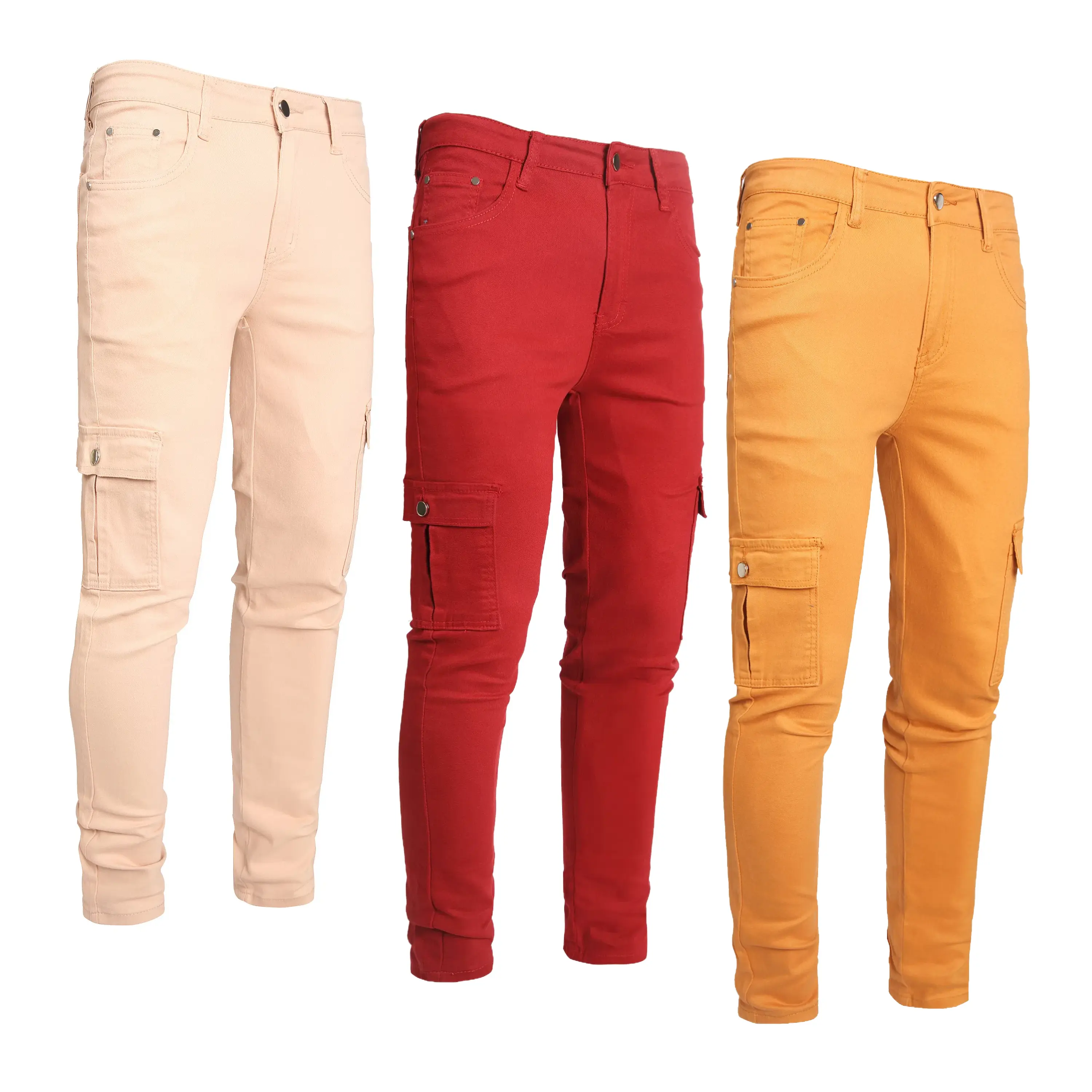 (3 Pack)Red-Dark Khaki-Khaki