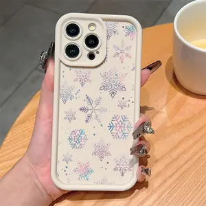 Snowflake Pattern Phone Case, TPU Decorative Phone Protector Cover, Phone Accessories,phone Case Suitable for Iphone11/12/13/14/15/16/17 Pro Promax Air Plus