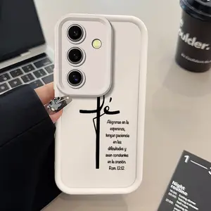 TPU Phone Case suitable for Samsung Galaxy S23 Ultra S24 S25 S22+ S20 FE Pro Plus 5G Faithful Cross Verse Pattern Pocket-Friendly Shockproof Protective Soft Smartphone Casing