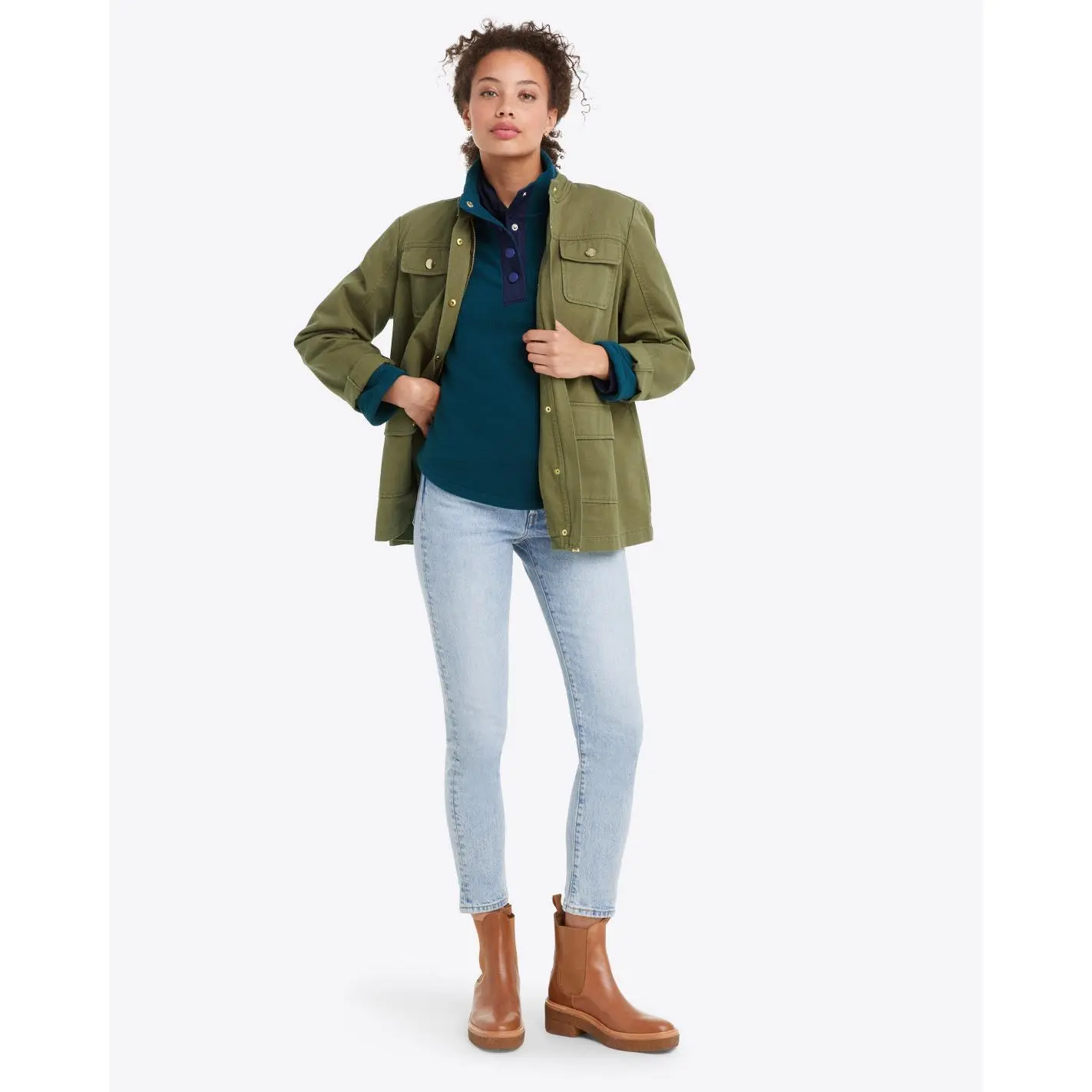Turtleneck Pullover Fleece in Teal