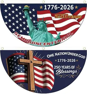 2PCS 250th Anniversary Flag 1.5x3 Ft Anniversary Flag, 1776-2026, 250 Years Birthday flags for Patriotic Yard, House Banner, Room, Porch, Wall, Fence, Outdoor Decorations(Style 4)