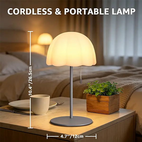 UUFFO Jely Finsh Pull Chain Table Lamp, LED Cordless Night Light for Outdoor and Indoor Use, Dining Decor Bathroom VVi