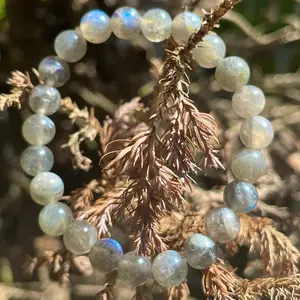 Natural Labradorite Stone Beaded Handmade Bracelet 8mm Gemstone Crystal Stretch Men Women Bracelet Gift