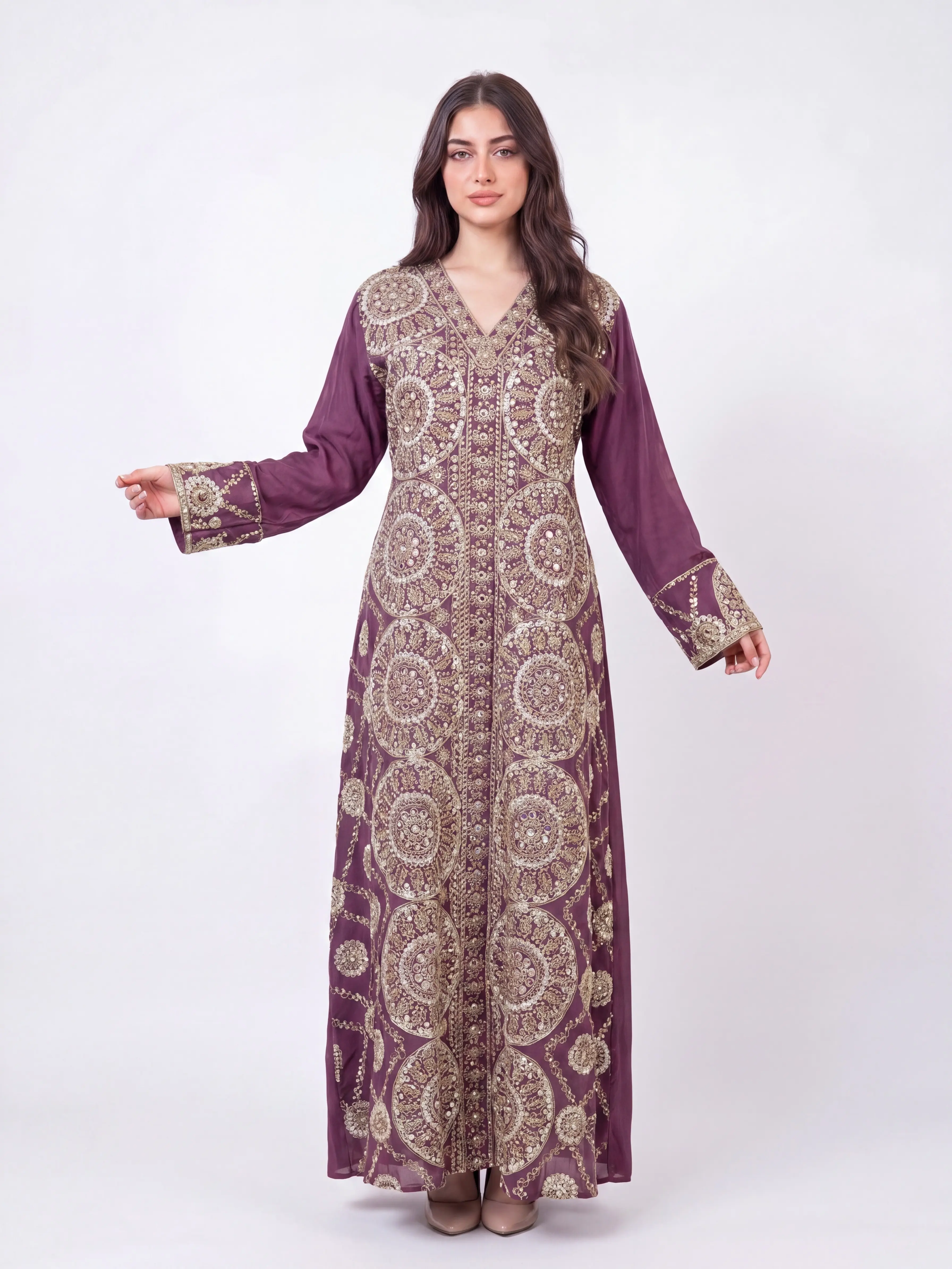 Basma Jalabiya    - Women's Embrodiered Traditional Jalabiya, Dress, Abaya, Perfect for Eid, Ramadan, Gifts for Her