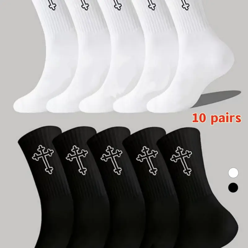 10/30 Double Pack Unisex Couples Cross Casual Mid-Calf Socks Sports Fit Socks Valentine's Day Gift Breathable, Sweat-Absorbing, Comfortable and Durable Suitable for Daily Work and Leisure, Running, Sports, and Outdoor Cycling for Various Occasions