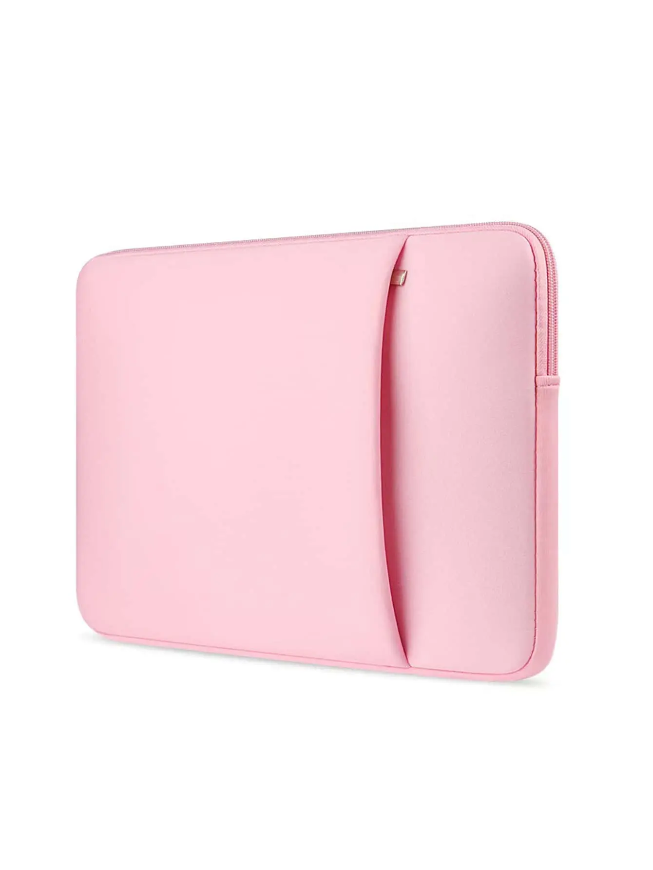 1pc Blush Pink Casual Laptop Sleeve, Soft Protective Cover with Curved Slit Design and Zipper Closure, Compatible with 11.6-17 in Laptops, Laptop Cover