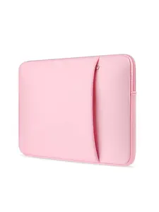 1pc Light Pink Casual Laptop Sleeve, Soft Protective Case with Curved Slit Design and Zipper Closure, Compatible with 11.6-17 Inch Laptops