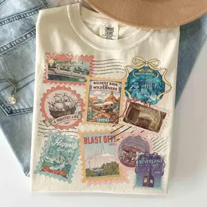 Comfort Colors Retro Theme Park Stamp T-Shirt, Magical Vacation Graphic Tee, Family Trip Matching TShirt