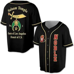 Custom Your Temple Name Noble Shriners Oasis of Riverside Desert of CA 3D Baseball Jersey Size XS-5XL