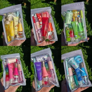 Lippie Bags Lip Care Kit with 7 Essential Items LipGloss Lip Oil Balm & Brow Liner for Nourishing Moisturizing and Shining Lips and Grooming Eyebrows