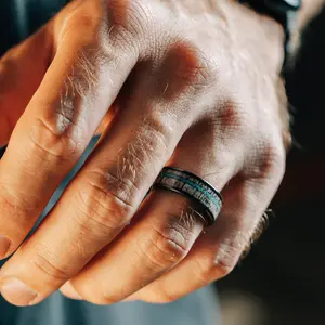 Vintage Gentlemen Big Sky Ring with Blue Turquoise Inlay and Deer Antler