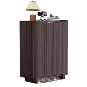 Giratree Fluted Entryway Shoe Storage Cabinet with Doors, 5 Tier 39'' Tall Freestanding Modern Shoe Rack Organizer Cabinet with 3 Adjustable Shelves for Hallway, Foyer, Entrance