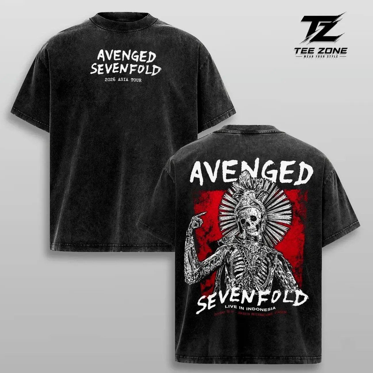 Avenged Sevenfold Asia Tour 2026 Vintage Washed Oversized Graphic Tee Heavyweight Cotton A7X Metal Band Shirt Double Sided Streetwear 4HW