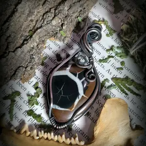 Septarian and Copper Pendant 66mm x 30mm Handmade with Intricate Copper Wire Wrapping, Boho Style Jewelry Accessory