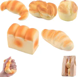 5 Pcs Bread Squishies、Scented Soft Slow Rising Squishy Toys、Mini Bread Stress Relief Set
