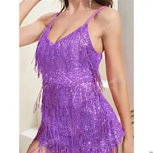 Sequined Spaghetti Sparkle s Double Crazy Women Concert Outfit Summer Strap Fringe Jumpsuit