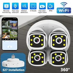 8MP FOUR-Len Security Camera Outdoor WiFi IP66 Active Defense Sound Light Deterrence Night/Day Vision, Surveillance CCTV Cam