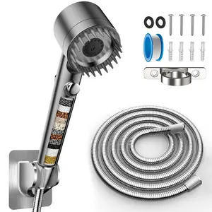 RV Shower Head with Hose, High Pressure 3 Mode Filtered Shower head with On Off Switch for RV/Campers, Travel Trailer for Water Saving, Handheld Shower Head with RV Accessories Replacement Part