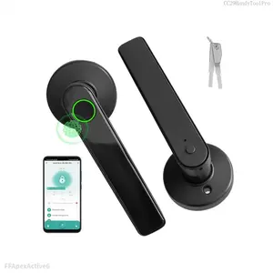Smart Fingerprint Door Handle Lock - 3-in-1 Wireless Connectivity with Keypad, Password, and IC Card Key for Bedrooms, Offices, and Hotels HomeFFApexActive6CC29HandyToolPro