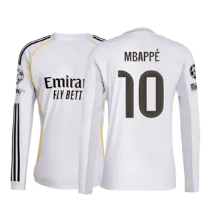 2026 27 New Home White Away Black No.10 Mbappe Long Sleeves Soccer Jerseys Top