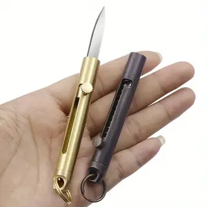 This Mini Copper Pocket Knife - Features a sharp retractable blade, fashionable design, and compact keychain attachment. Perfect for outdoor, home, and office use, it is very convenient to carry in daily life.