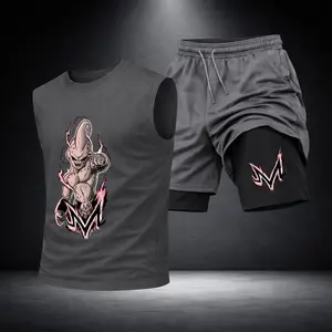 Men’s Black Workout Set Sleeveless Tank Top & Sports Shorts 2-Piece Gym Outfit