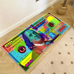 Retro US Dollar Bill Pattern Bedside Rug, 1 Count Non-slip Soft Floor Mat, Machine Washable Carpet for Living Room Bedroom Study Room