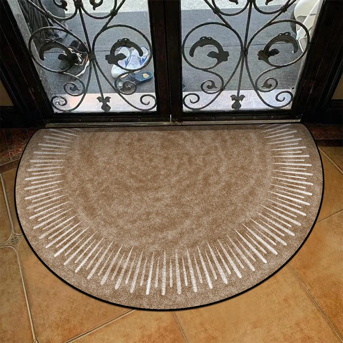 Semicircular Door Mat, Durable Entrance Door Mat, Polyester Fiber Rug, Decorative Floor Carpet for Home Living Room Bedroom Hotel Dining Room, Home Decor Rugs, Decorative Mats