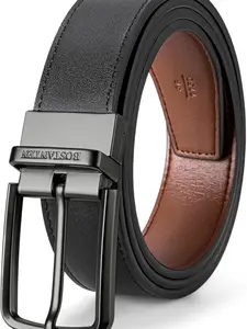 Belt Men Leather Reversible Belts for Men 1 3/8" for Casual Golf Dress Pants, Two-in-One Belt Gift