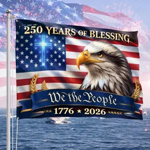 Patriotic 250 Years of Blessing We The People Flag 1776–2026, American History Banner, USA Semiquincentennial 4th of July Flag | Flag 3.5ft For Home Decoration, Outdoor & Garden