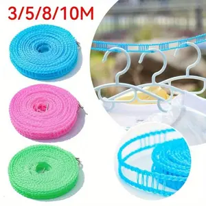 Non-Slip Windproof Clotheslines Cloth Drying Stand Outdoor Laundry Rope With Tensioner Portable Travel Clothes Line Airing Rope Laundry Room