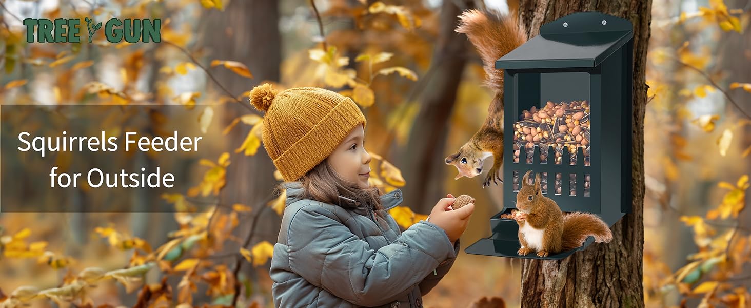 Wildpark Squirrel Feeder for Hanging Outside Tree，Mini Chipmunk Outdoors Squirrel Picnic Bench Feeders Table，Funny Metal House Boxes，Stronger Than Wooden Structure