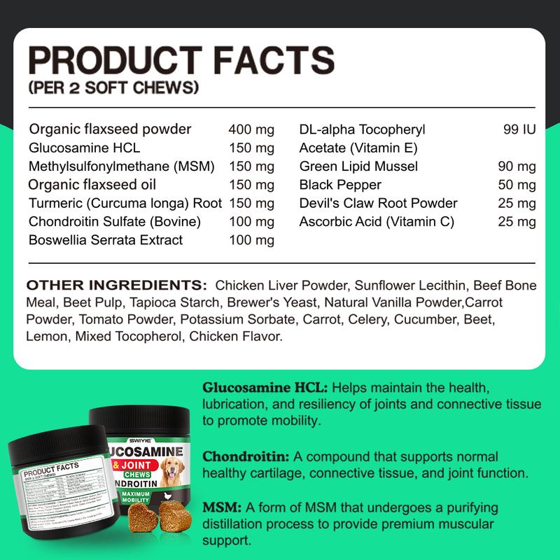 SWIYIE-pet health products Glucosamine Chondroitin Gummies with MSM & Elderberry Extra Strength - Joint Support