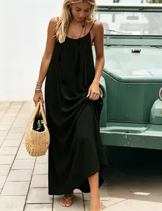 House Dress, Backless Dress, Loose Backless Maxi Sundress, Casual Summer Beach Dress with Tie Detail at the Back