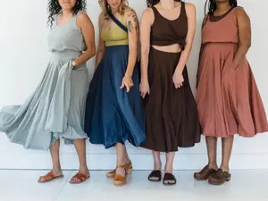 Heather Twirl Skirt with Pockets- Lightweight Organic Cotton Skirt - Flowy circle skirt