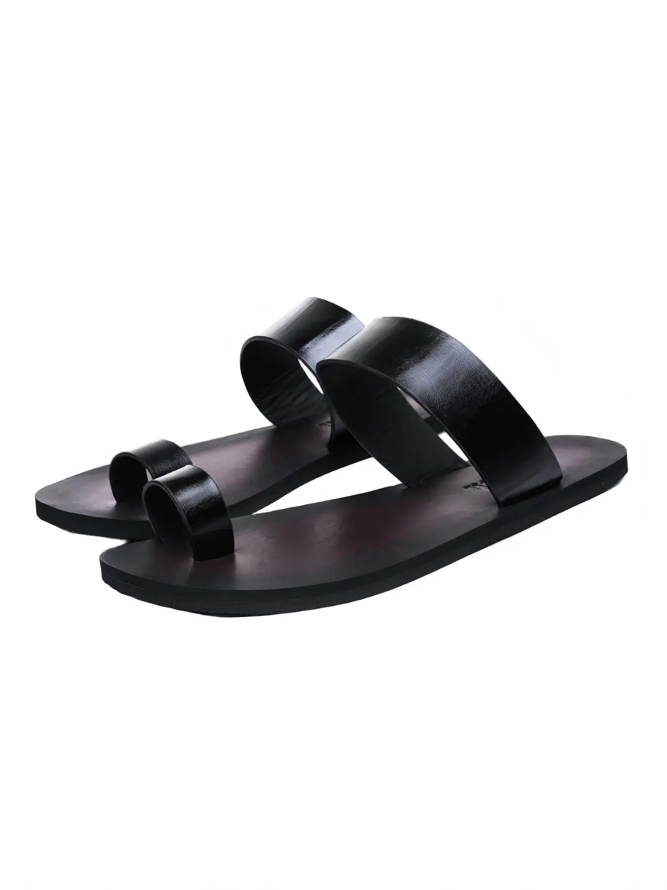 Men's New Toe Post Flat Solid Color Pu Rubber Sandals, Comfortable Classic Personalized Fashion Street Casual Beach Shoes, Stylish Summer Travel Footwear