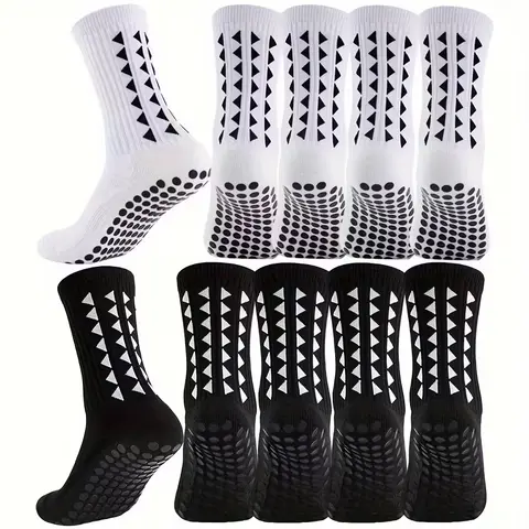 AMlang Men's Cotton Sport Socks - Grippy, Non-Slip Outdoor Socks with Secure Traction for Soccer, Elderly-Friendly Hospital Use, Grippy Socks
