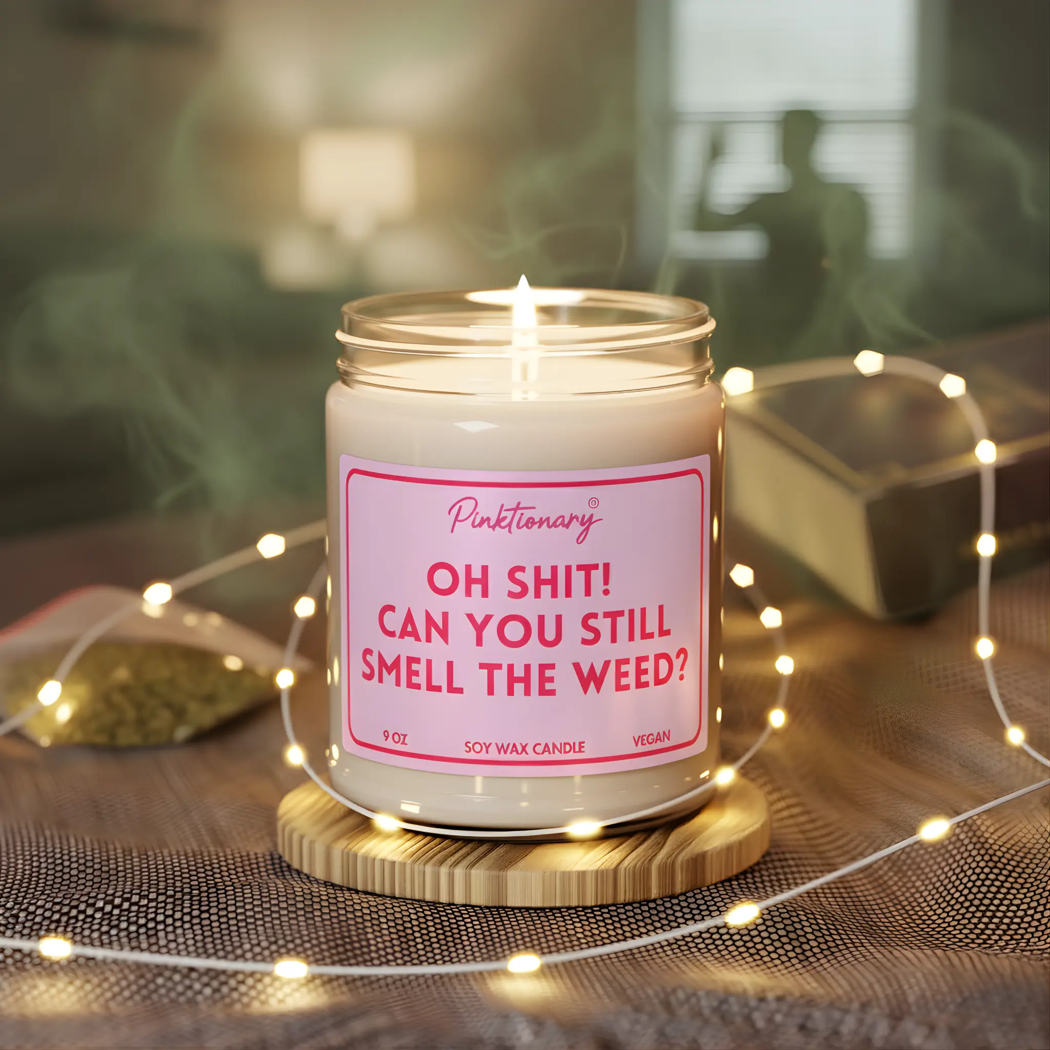 Funny Weed Candle 9oz – Oh Shit Can You Still Smell the Weed Candle, Stoner Gag Gift, Pinktionary Candle, Funny Housewarming Gift