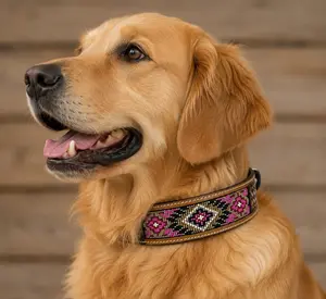 Leather Dog Collar Full grain Leather Handmade Tooled Carved 1.5" wide
