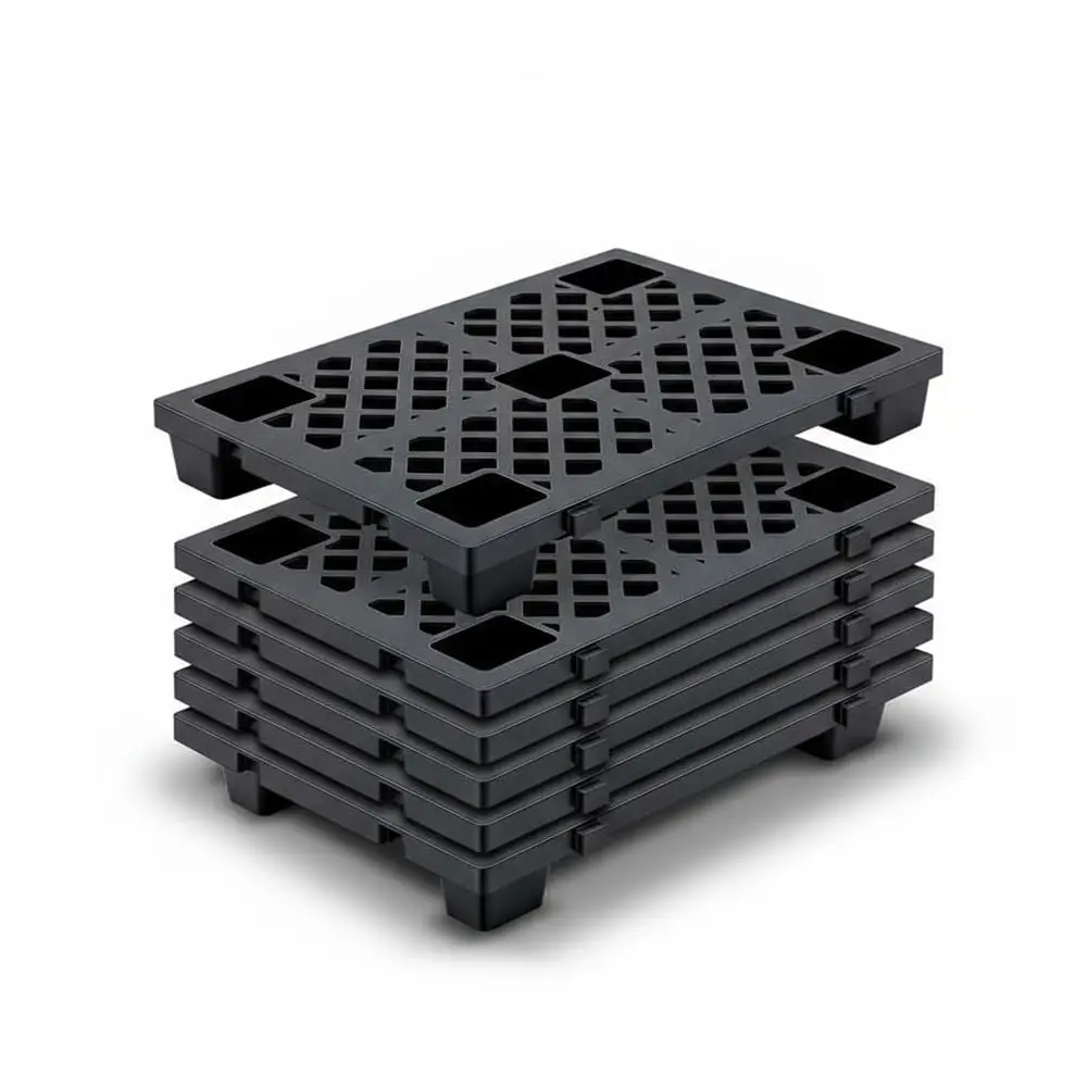 6 Pcs Lightweight Nestable Plastic Pallets - 23.6" x 15.8" Floor Pallets for Storage, Heavy Duty Waterproof with Ventilated Grids, Ideal for Warehouse, Garage, Basement, and Indoor Outdoor